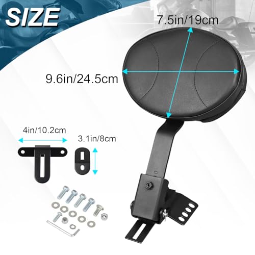 Adjustable Plug-in Rider Backrest Driver Backrest Custom Compatible With for 1997-2026 Harley Touring Road King Street Glide Road Glide Electra Glide With Removable Back Pocket - size: Double Line Style (Black)