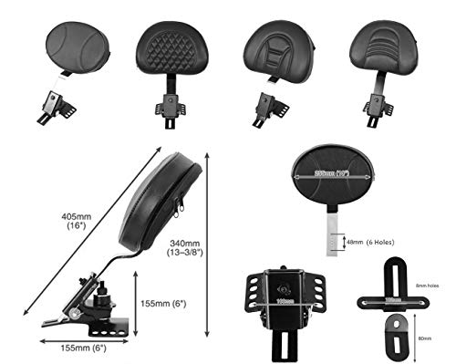 AUFER Adjustable Plug-in Heavy Duty Driver Rider Backrest Kits Compatible With For 1997-2020 2021 2022 2023 2024 2025 2026 Harley Touring Road King Street Glide Road Glide Electra Glide,Black - size: Stripe Style (Black)