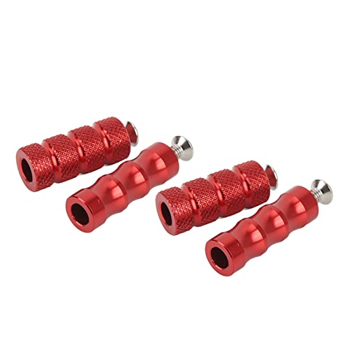 2 Pair CNC Motorcycle Knurled Shifter Peg Anti-Skid Gear Shift Brake Lever Foot Pegs Pedal 6mm Hole Front Footrests For Mounting Bolts Moto (Red) - color: Red