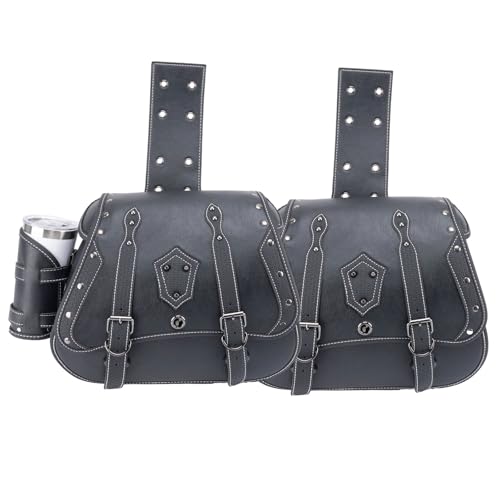30L Motorcycle Saddlebags Water-Resistant Storage for Harley Sportster Softail Dyna Honda Shadow, Quick-Attach and Remove Design with Bottle Bags, Large Capacity Luggage Bags (Black)