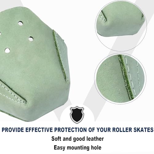 100% Real Cowhide | Toe Cap Guard Protectors | Roller Skate Derby Speed 1 Pair(Light Green) - color: Light Green