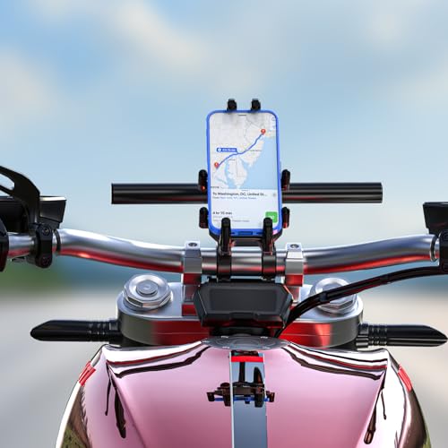 LOKTENWO 11.81" Long Dual Clamp Handlebar Extender, Aluminum Cross Bar Extension for Motorcycle Bike Bicycle Scooter, Fits 0.875/1.0/1.125/1.26" Handlebars for Phone Holder Light GPS Action Camera