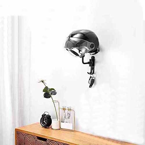 Motorcycle Helmet Rack,Helmet Holder for Bike,Helmet Holder Wall Mount 180 Degree Rotation Helmet Hanger with 2 Hooks for Motorcycle Bike Coats, Caps, Baseballs, Rugby Helmet