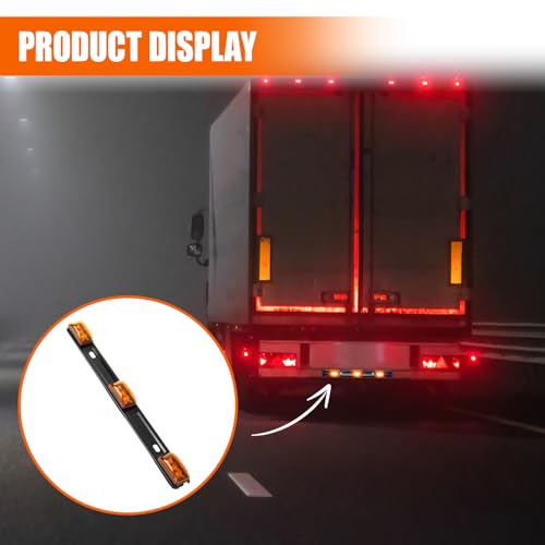 Car Trailer Tail Light Bar, 3-Light 9 LED Gap Identification Marker Light Strip with Stainless Steel Bracket, Identification Marker Light with Black Base for Truck Trailer Boat (Yellow) - color: Yellow