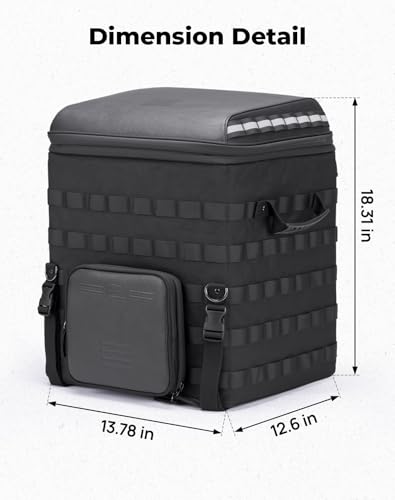 KEMIMOTO Folding Motorcycle Sissy Bar Tail Bag with Quick Access Window Expandable 53-60L Travel Luggage Helmet Bag for Touring Adventure Softail Road King Road Street Glide R 1250 1300 GS Tenere 700