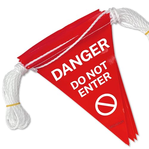 "Danger Do Not Enter" Innovative Printed Pennant Banner Flag, 37ft Length - OSHA Certified - size: 7"x10"x37Ft, style: Red Danger Do Not Enter Flag