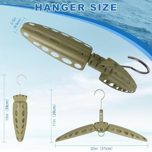 Wetsuit Hanger, Gimilife Quick Dry Foldable & Vented Dryer for Wetsuit Dry Suit, Surfing & Scuba Diving Accessory, Perfect to Dry Wetsuit Drysuit Life Jacket or BCD(1 PCS ) - color: Olive Green