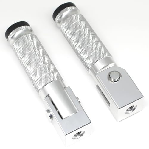 Silver Motorcycle Bicycle Folding Foot Pegs 90 Degree Foldable Electric Motorbike Ebike For Super73 S2/ZX/RX/R/S Passenger Footrests Rearsets Rear Set Footpegs foot Rest Pedals M8 Install Bolts - color: Silver-Foldable