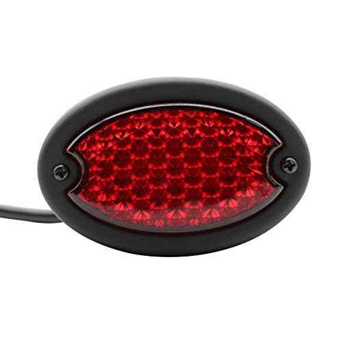 FATECIM Motorcycle Custom Oval-shaped LED Tail Light Cat Eye Rear Running Light Brake Light Stop Light Red Lens Integrated License Plate Lamp Universal Fit for Motorcycle/Cruisers/Bikes(Black) - color: 3035-Black