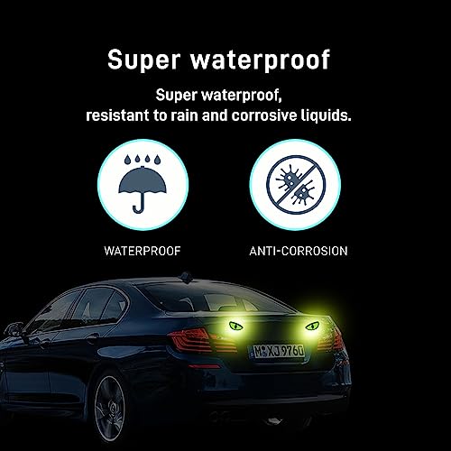 Sufeasdf 2 Pack Car Stickers Reflective Decal, Round Eyes Stickers, Motorcycle Helmet Eyes Stickers Decals, Yellow Night Safety Driving Caution Decal, for Bumpers, Window, Laptop, Reflective 4" by 2"