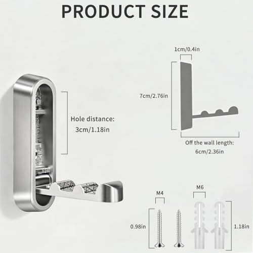 4PCS Foldable Wall Hooks, Flip Down Design with 40 lbs Heavy-Duty Capacity, Retractable Wall Hooks for Bathroom, Bedroom & Entryway Space Saving (Silver) - color: Silver, size: 4 Hooks