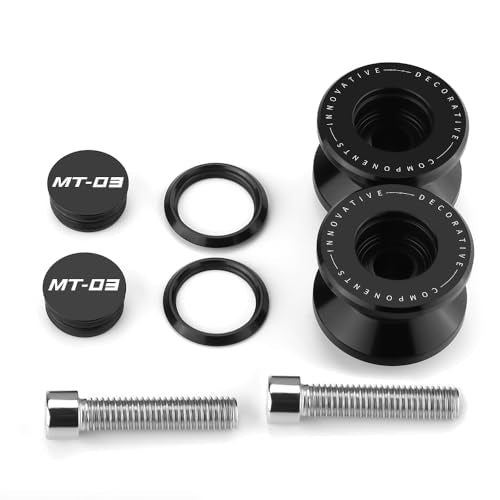 M6 Motorcycle Swingarm Spools Slider Compatible With YAMAHA MT03 2018 2019 2020 2021 2022 2023 2024 2025 | Swing Arm Stand Bobbins Screws MT-03 MT 03 Accessories (black) - color: black