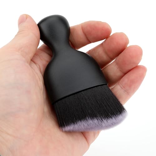 Car Detailing Brush, Soft Bristle Cleaning Brush, Scratch-Free Auto Duster Tool for Dashboard, Air Vents, Leather & Interior Cleaning (Black&White with Cap) - color: Black&White with Cap