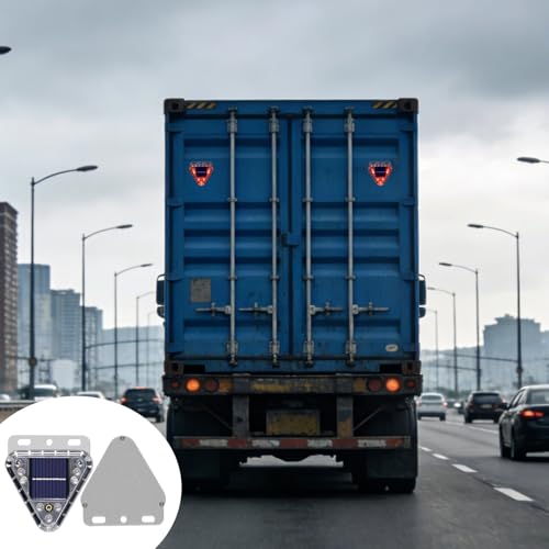 2 Pcs Solar Lights for Trucks, Hazard Warning, Metal Bracket Design, Triangle Tail Light, Waterproof
