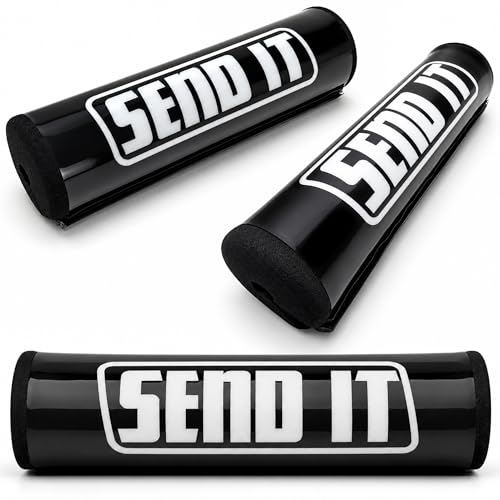 SEND IT Handlebar Pad with FREE GRIP DONUTS - Universal Fit for Dirt Bikes and ATVs Crossbar by ThrottlePak (BLACK, PIT BIKE) - color: Pit Bike