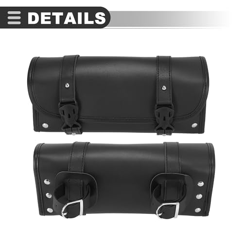 Motoforti Universal Motorcycle Fork Handlebar Tool Bag, Waterproof Cycling Bag, Faux Leather, Black, 1 Pcs