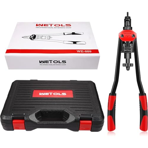 WETOLS 16" Rivet Nut Tool, Professional Rivet Nut Tool Kit with 11 Metric & Inch Mandrels M3 M4 M5 M6 M8 M10 M12, 10-24, 1/4-20, 5/16-18, 3/8-16, 110pcs Rivnuts and Blow Carry Case - WE-889 - size: 16" rivet nut tool with 11 mandrels