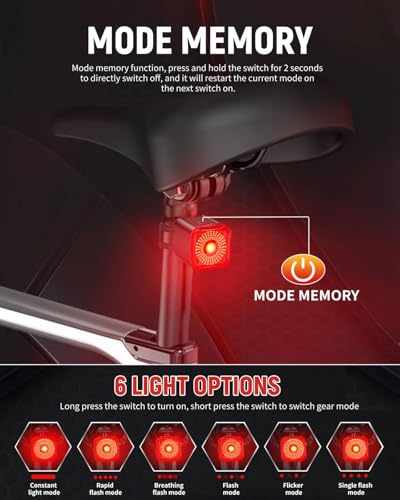DARKBEAM Bike Tail Light with LED Display Screen, USB-C Rechargeable 6 Light Modes, IP55 Waterproof Bicycle Taillight for Night Riding, Super Bright Rear Bike Light for Road Mountain, Cycling