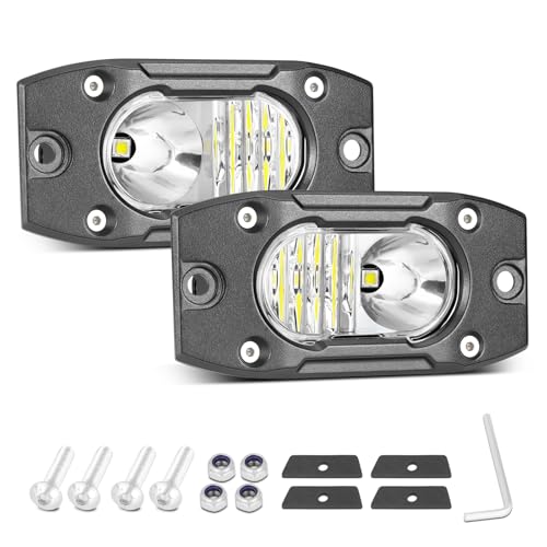 LED Pods Flush Mount Driving Pod Light 2PCS 4 Inch Spot Flood Off Road Bumper Lights Reverse Backup Work Lights Flush LED Light Bar for Truck Pickup UTV ATV Boat 4x4 - color: White Flush