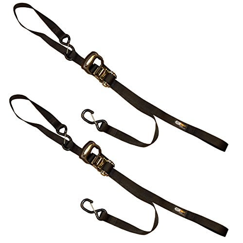 EK World Wide Ratchet Tie‑Down Straps – 1.125″ Heavy-Duty Nylon, 1,200 lb Load Capacity, Soft‑End Loops & Dual‑Lock Clips, Oversized Handle – Made in USA