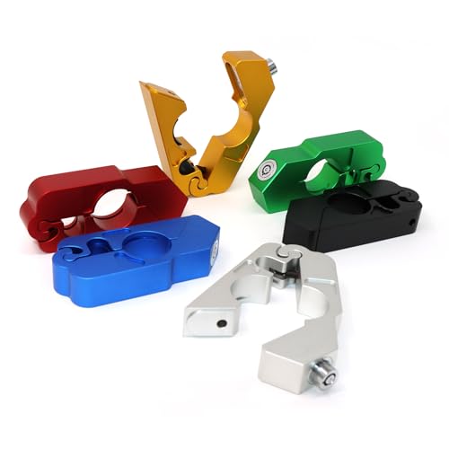 CHIFUN Universal Motorcycle Handlebar Lock CNC Aluminum Handle Bar Grip Throttle Brake Anti-Theft Lock Compatible with ATV Motorbike Scooter Dirt Bike(Green) - color: Green