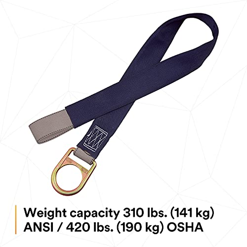 3M DBI-SALA 2100050 Concrete Anchor Strap with D-ring at one end, web loop at other end, 42 inch, Blue/Grey