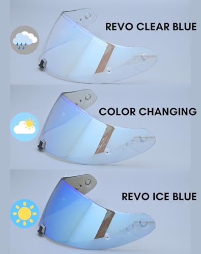 Compatible With EX0 T520 Motorcycle Helmet Visor R1 Air Face Helmet Shield Replacement ST1400 Tinted Visor (Clear Blue to Ice Blue) - color: Clear Blue/Ice Blue