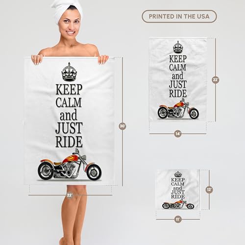 3D Rose TWL_220704_1 Keep Calm & Just Ride. Cool Motorcycles Saying Towel, 15" x 22" - size: 15" x 22"