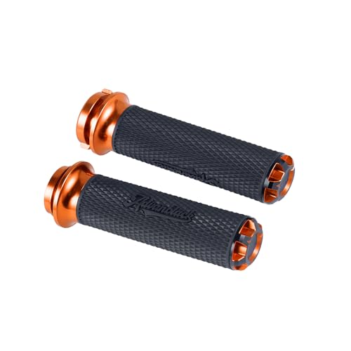 Advanblack AXION Performance Grips, Electronic Throttle Control Grips Compatible with Harley Touring Road Glide Street Glide, Softail - color: Orange