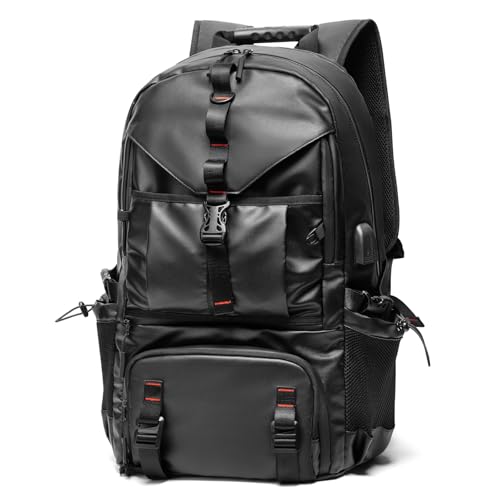 Motorcycle Backpack Waterproof Oxford Fabric, Expandable 50L Capacity with Helmet Holding Pocket, Laptop Compartment, and USB Port, Ideal Gift for Travel