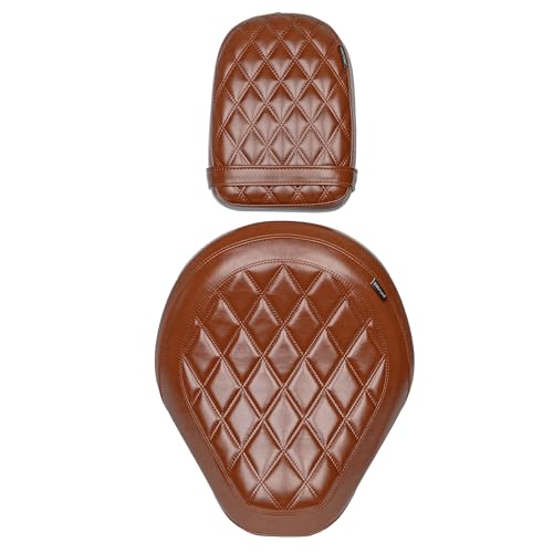 Motorcycle Rider & Passenger Comfort Seat Fit for Rebel 1100 CMX1100 2021 2022 2023 2024 2025 2026, Front Rear Solo Saddle Back Cushion Pillion Pad, Brown Stitching - color: Front & Rear - Brown-A
