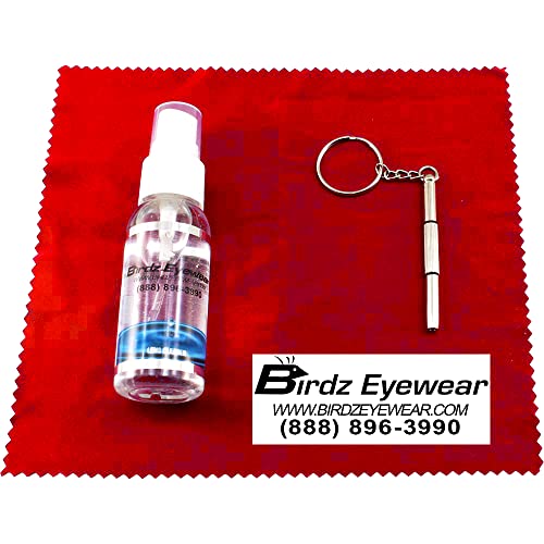 Birdz 5 Eyeglass Sunglass Lens Cleaner Cleaning Kit with Spray Cloth Tool Key Chain