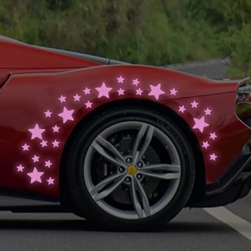 30pcs Star Vinyl Decal for Cars, High Intensity Reflective DIY Stickers for Window Bumper Mirror Laptop Decals Waterproof Night Safety Sign Car Stickers (Purple) - color: Purple