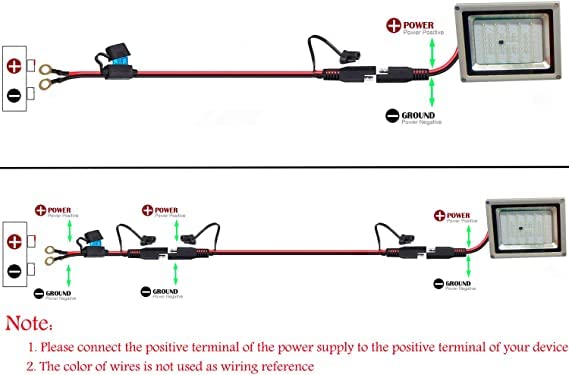 10AWG SAE Connector,Ring Terminal Harness,2FT Battery Charging Cable with 15A Protection Fuse,Quick Disconnect Extension Plug for Motorcycle Solar Panel,Power Supply. - size: 10AWG Ring Terminal Harness--60CM