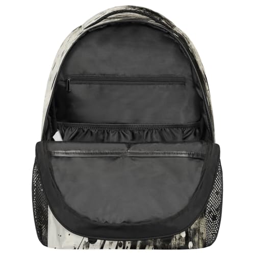 Travel Backpack for Women Men, Abstract Black White Splatter Painting Lightweight Casual Daypack, Large 16 Inch Laptop Backpack for Travel & College - color: Abstract Black White Splatter Painting