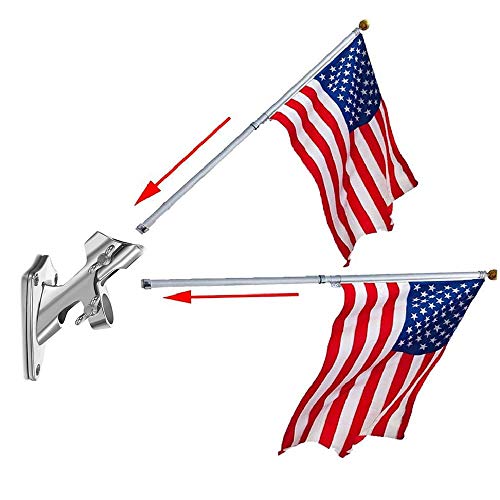 ZOMCHAIN Flag Pole Bracket, Flag Pole Holder, 316 Stainless Steel Marine Grade for Outside House- Polished, Heavy Duty for 1in Flag Pole Mount - 2 Positions - size: 2 Positions Flag Pole Holder