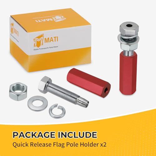 M MATI 2Pcs Quick Release Flag Pole Holder Red Hold 1/4'' Flag Poles for ATV UTV Motorcycle Dirt Bike All Year - color: Red