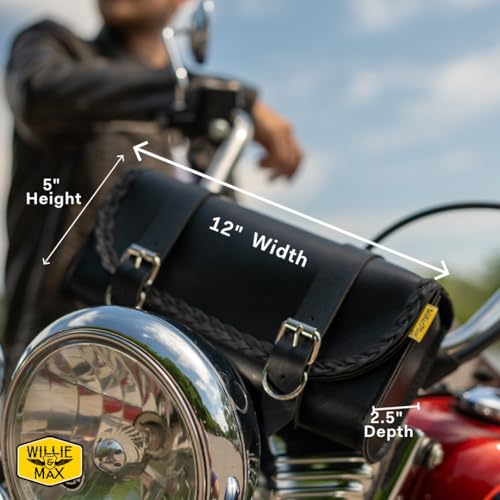 Dowco Willie & Max 58232-20 Braided Series: Synthetic Leather Motorcycle Tool Pouch, Black, Universal Fit