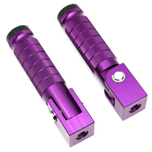 Purple Motorcycle Bicycle Folding Foot Pegs 90 Degree Foldable Electric Motorbike Ebike For Super73 S2/ZX/RX/R/S Passenger Footrests Rearsets Rear Set Footpegs foot Rest Pedals M8 Install Bolts - color: Purple-Foldable
