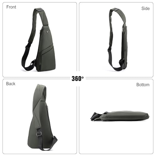 FANDARE Lightweight Sling Bag Men Chest Pack with Reflective Strips Women Versatile Motorcycle Crossbody Bags Cover Shoulder Carry Body Wallet for Hiking Running Outdoor Travel Daypacks Green - color: Green