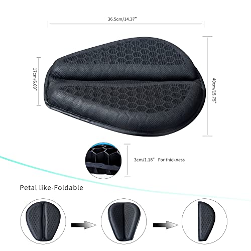 Motorcycle Seat Cushion, Motorcycle Gel Seat Pad with 3D Honeycomb Shock-Absorbing Breathable Seat Cover