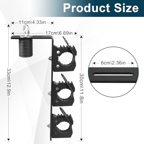 Dual Tool Hooks Mount Holder Compatible With For UTV Polaris Ranger 1000 xp 900 800 700 500 570 General 1000 With 1-7/16" Hole Cargo Bed Mount Shovel Farm Hunting Tool Carrier Storage Rack