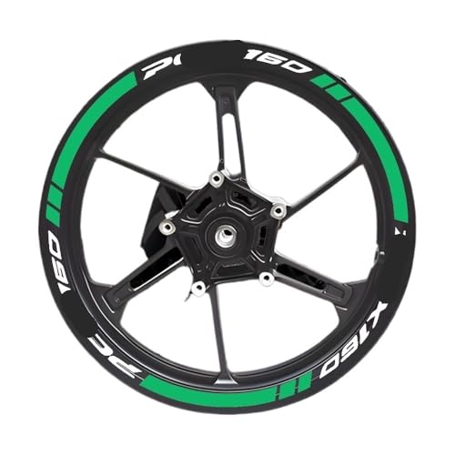 Wheel Stickers for PCX 160 Pcx160 2022 14'' Inches Motorcycle Wheel Hub Sticker Decal Reflective Rim Stripe Tape Accessories Waterproof Decals(Set-Green) - color: Set-green