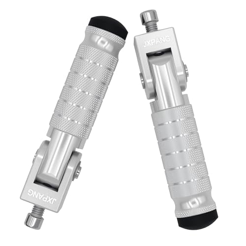 Universal Motorcycle Bicycle Folding Passenger Foot Pegs M8 Rearsets Rear Set Footrests Footpeg Foot Rest Peg Pedals For Bike Install Hole 8mm (Silver) - color: Silver