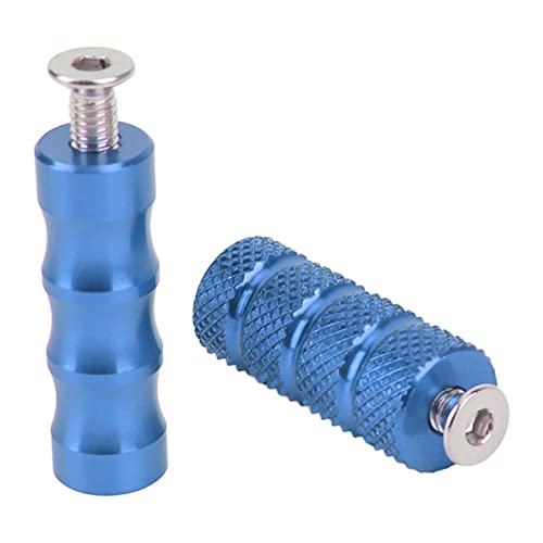 Buachois 2 Pair CNC Motorcycle Knurled Shifter Peg Anti-Skid Gear Shift Brake Lever Foot Pegs Pedal 6mm Hole Front Footrests for Mounting Bolts Moto (Blue) - color: Blue
