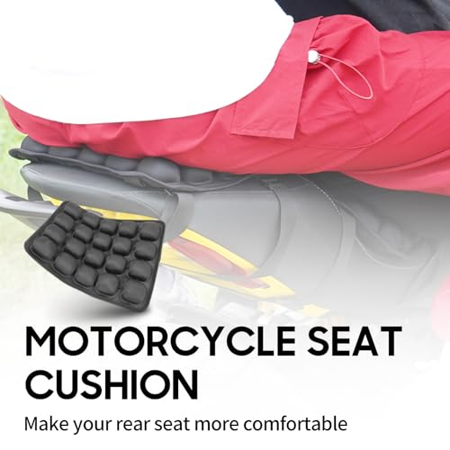 JFT Motorcycle Air Cushion Seat Pad, Pressure Relief Ride Motorcycle Air Cushion Large for Cruiser Touring Saddles (Black)