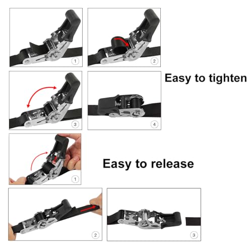 Ayaport Endless Ratchet Tie Down Straps Heavy Duty Cargo Tie Downs, 4FT Stainless Sturdy Nylon Black Strap Down Ratcheting Securing Straps, Tie-Down Motorcycles, Trailer Loads, Kayak (4pcs) - size: 1"x4'-4pcs-Stainless