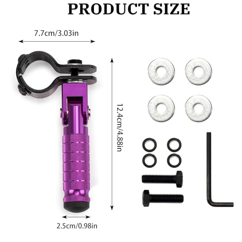 XINGWU M8 Motorcycle Foot Pegs 90 Degree Foldable Footpegs CNC Anti-Skid Footrest Universal for Yamaha Honda Suzuki Aprilia Electric Car Motorbike Mini Bike Dirt Pit Bike Passenger Pedal Purple - color: Purple