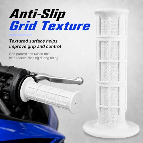 1Pair White Grips, 22mm 7/8" Dirt Bike Grips Scooter Grips Handlebar Hand Grips for Motorcycle, Mini Bike, Dirt Bike, Pit Bike Handlebar Pro Taper Grips Dirtbike - color: White