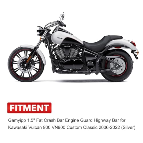 1.5" Fat Crash Bar Engine Guard Highway Bar for Kawasaki Vulcan 900 VN900 Custom Classic 2006-2023 (Chrome) - color: Chrome